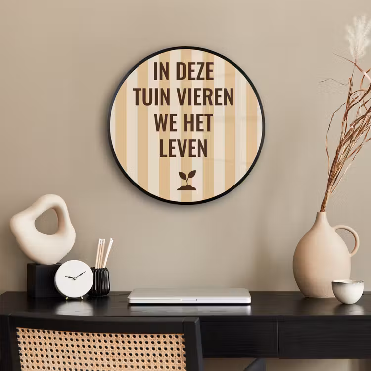 Tuin - Quote - Strepen - Zomer Fotolijst rond zonder passe partout klein -sfeer1