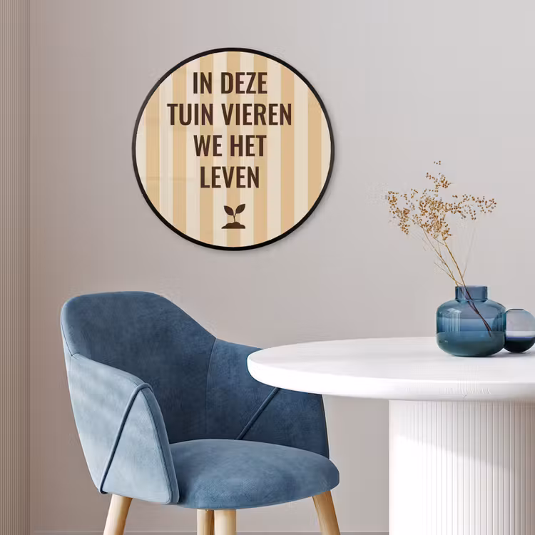 Tuin - Quote - Strepen - Zomer Fotolijst rond zonder passe partout klein -sfeer2