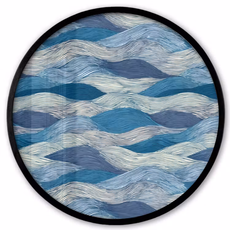 Getekend - Blauw - Wit - Golvend - Streepjes Fotolijst rond zonder passe partout klein 856 -3d