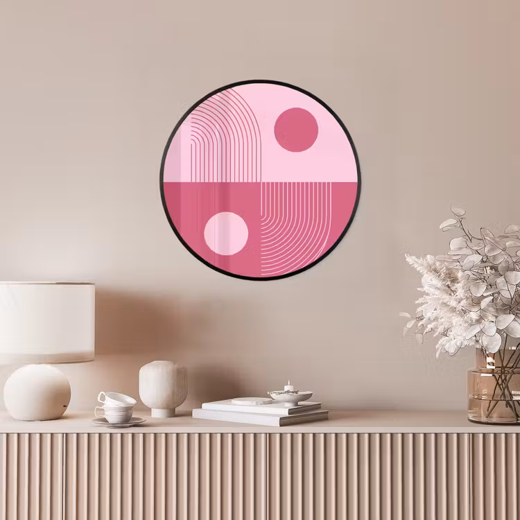 Geometrie - Patroon - Abstract - Roze - Modern Fotolijst rond zonder passe partout klein -sfeer3