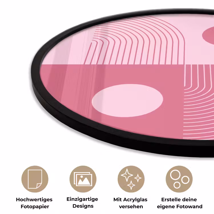 Geometrie - Patroon - Abstract - Roze - Modern Fotolijst rond zonder passe partout klein -closeup_DE