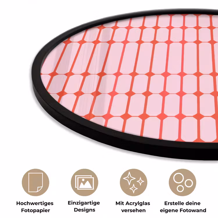 Geometrisch - Minimalistisch - Rood - Roze Fotolijst rond zonder passe partout klein 856 -closeup_DE