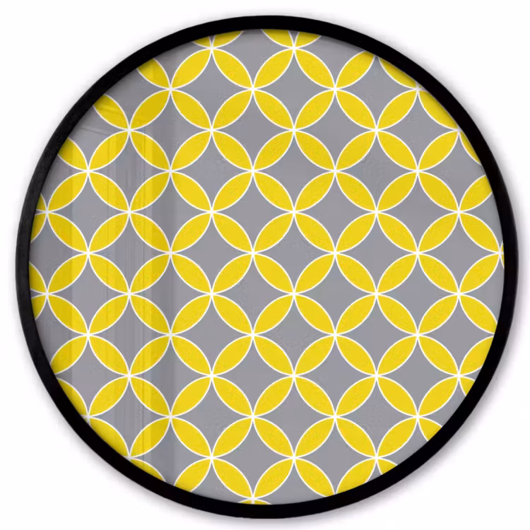 Geometrisch - Cirkels - Modern - Grijs - Geel Fotolijst rond zonder passe partout klein 856 -3d