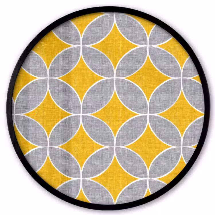 Geometrisch - Cirkels - Textuur - Grijs - Geel Fotolijst rond zonder passe partout klein 856 -3d