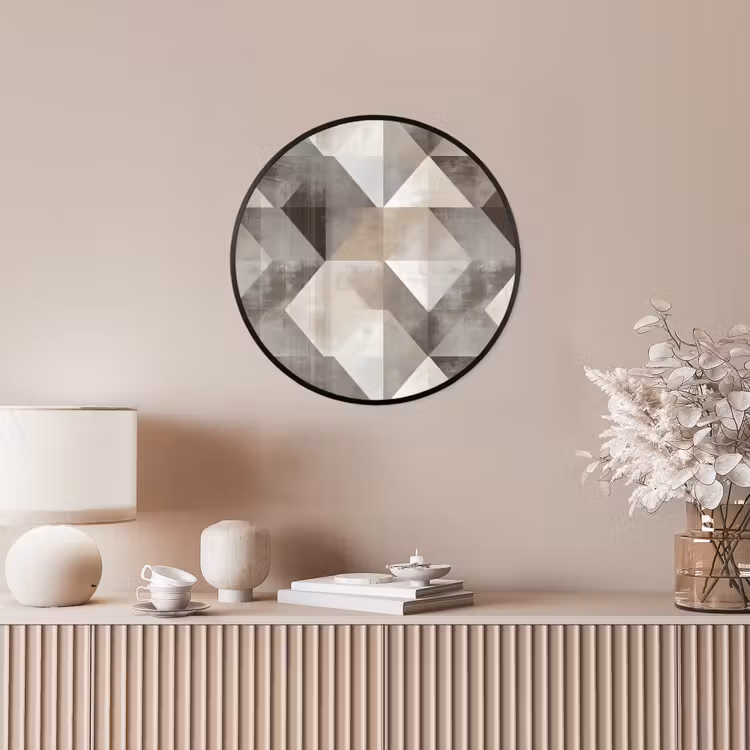 Geometrisch - Motief - Aardetinten Fotolijst rond zonder passe partout klein 856 -sfeer3