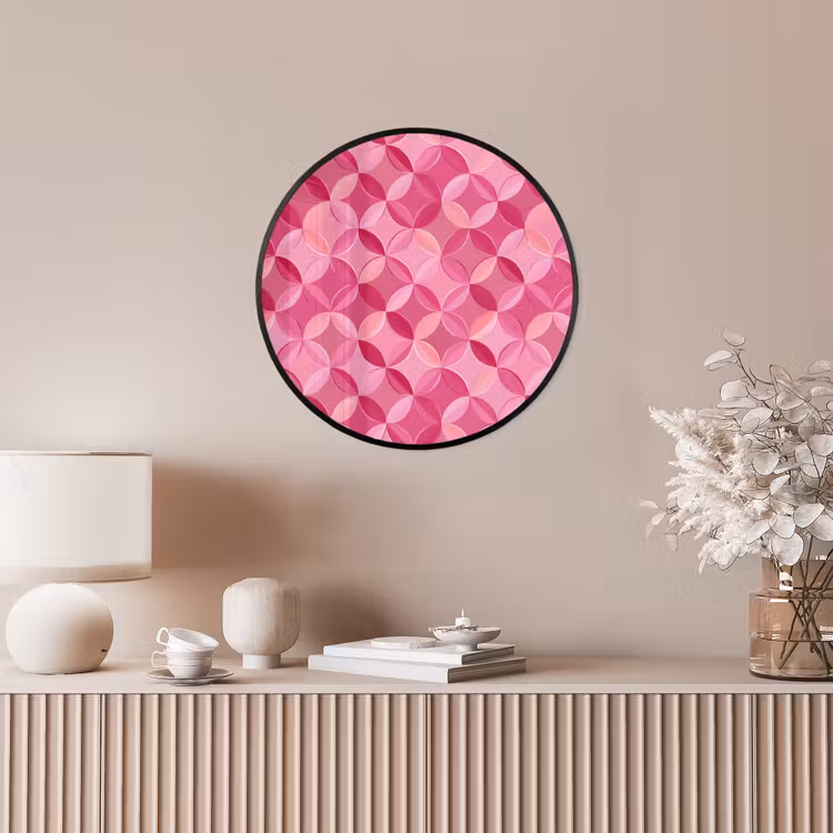 Geometrisch - Mozaïek - Modern - Roze Fotolijst rond zonder passe partout klein 856 -sfeer3
