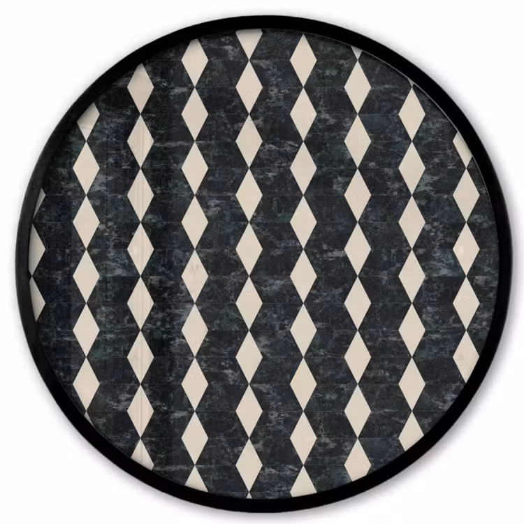 Geometrisch - Patroon - Marmer - Groen Fotolijst rond zonder passe partout klein 856 -3d