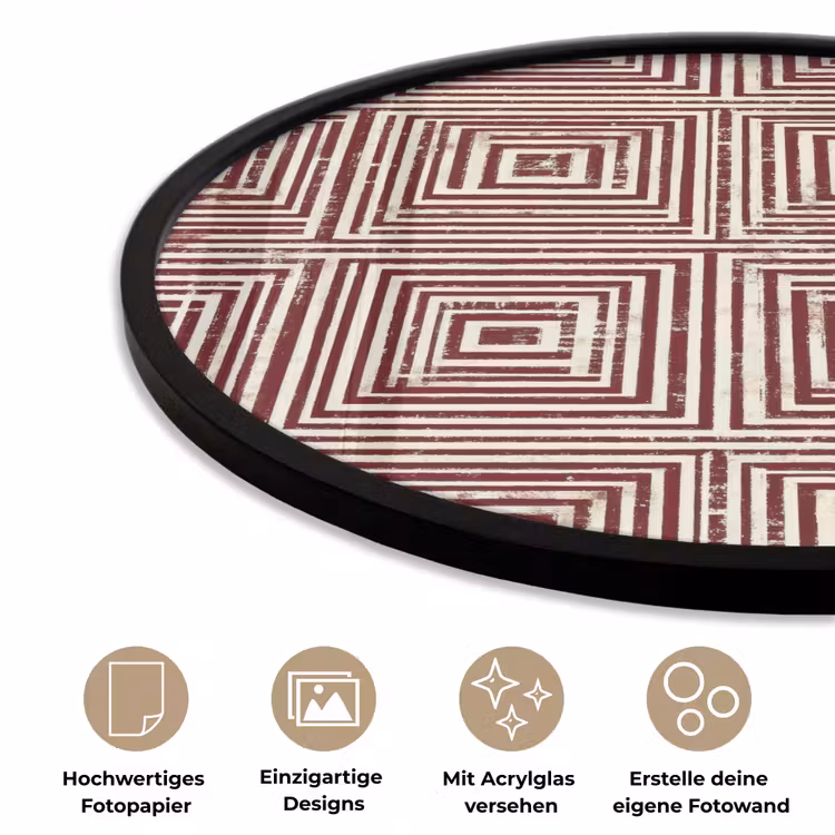 Geometrisch - Patroon - Rood Fotolijst rond zonder passe partout klein 856 -closeup_DE