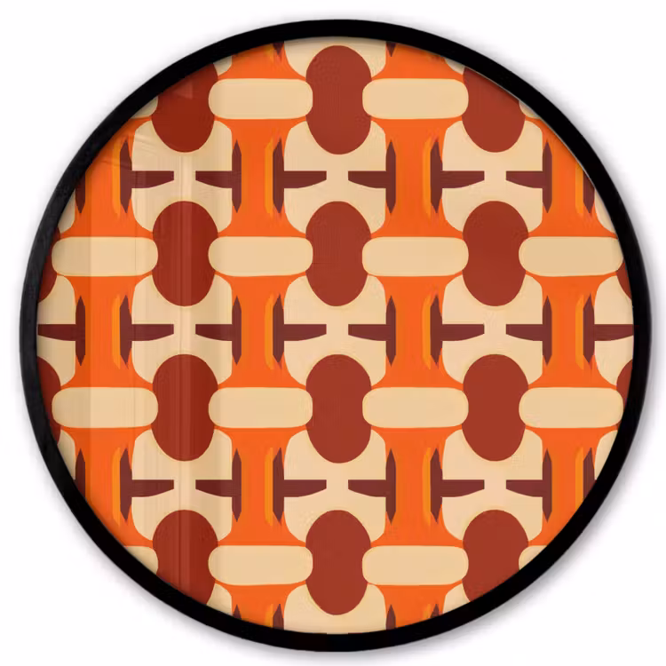 Geometrisch - Retro - Oranje Fotolijst rond zonder passe partout klein 856 -3d