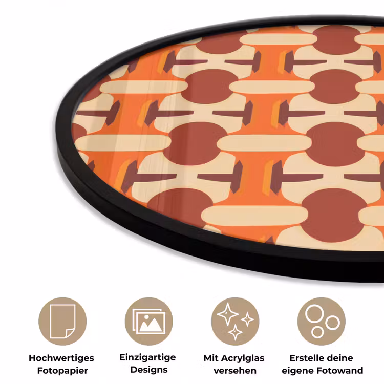 Geometrisch - Retro - Oranje Fotolijst rond zonder passe partout klein 856 -closeup_DE
