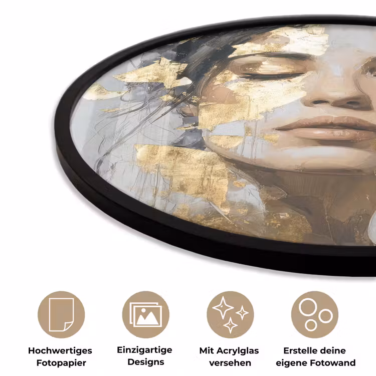 Sierlijk - Vrouw - Goud - Ogen Fotolijst rond zonder passe partout klein -closeup_DE