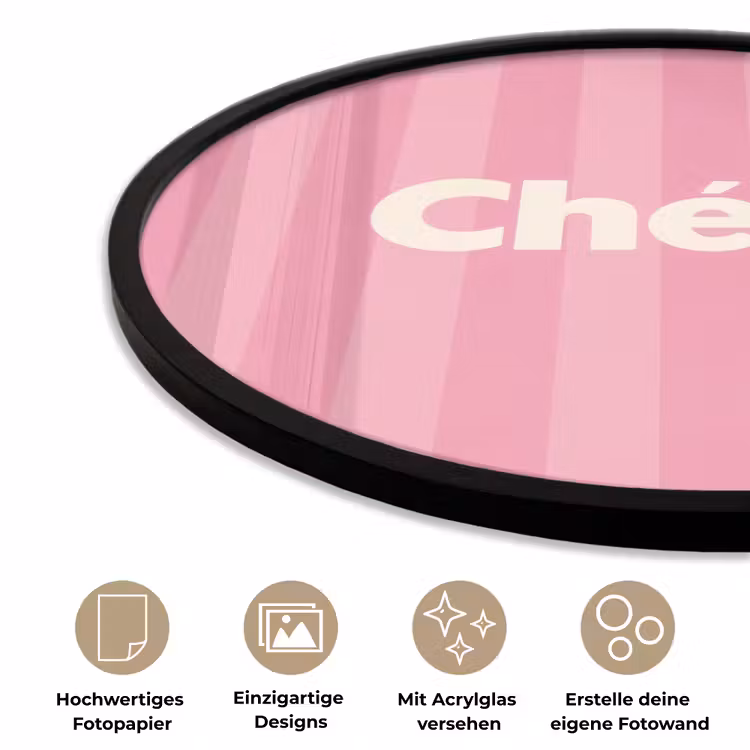 Gestreept - Roze - Chéri Fotolijst rond zonder passe partout klein -closeup_DE