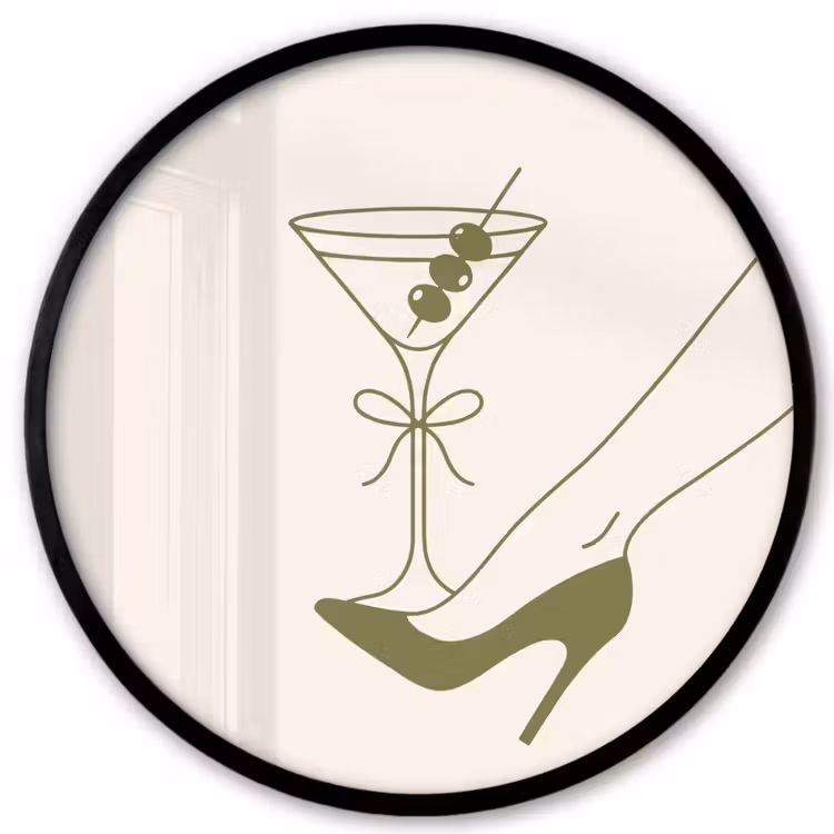 Drank - Martini - Hoge hak - Mode - Groen Fotolijst rond zonder passe partout klein -3d
