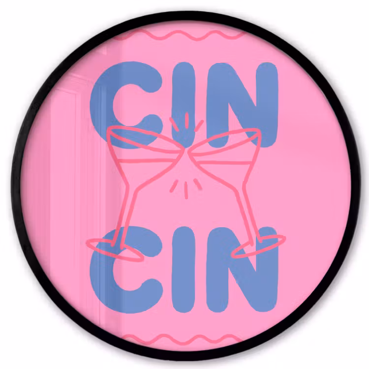 Drank - Glazen - Proost - Modern - Roze Fotolijst rond zonder passe partout klein -3d