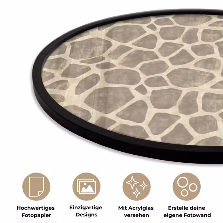 Giraf - Patroon - Beige - Bruin Fotolijst rond zonder passe partout klein 856 -closeup_DE