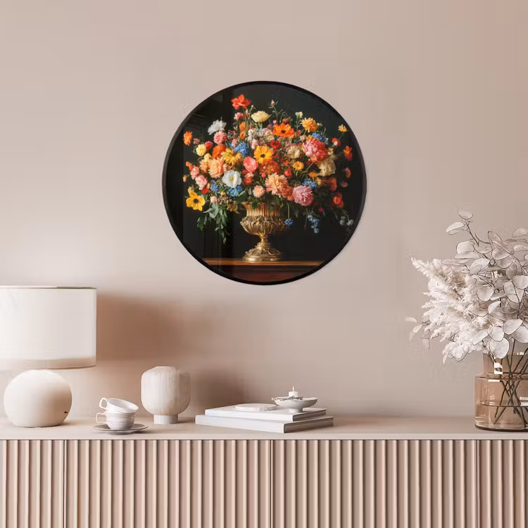 Goud - Bloemen - Kleuren - Vaas Fotolijst rond zonder passe partout klein -sfeer3