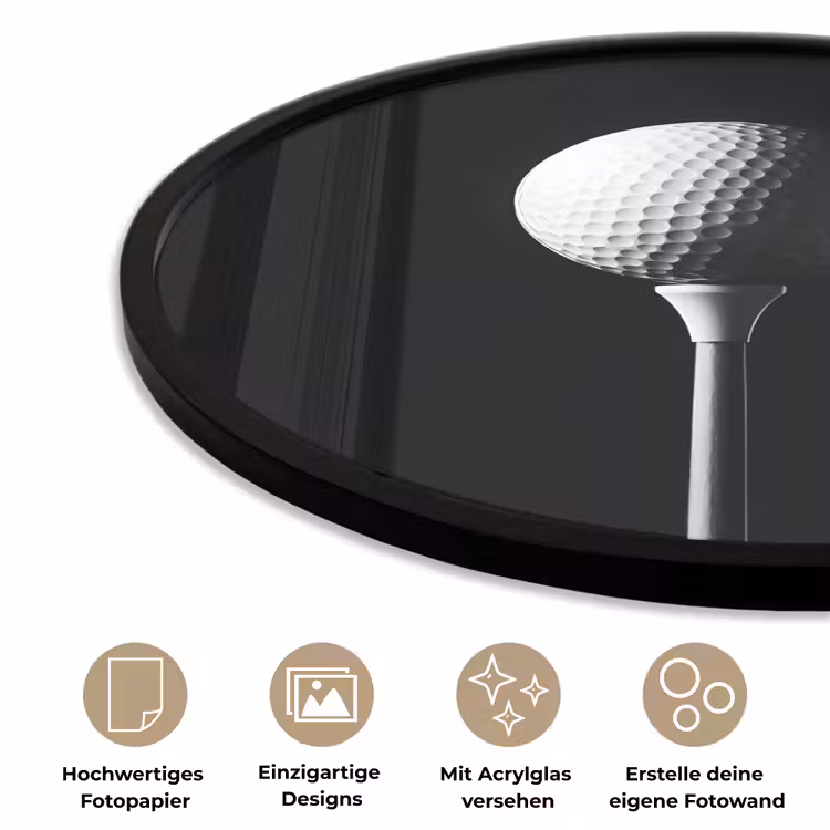 Golfbal - Minimalistisch - Wit Fotolijst rond zonder passe partout klein -closeup_DE