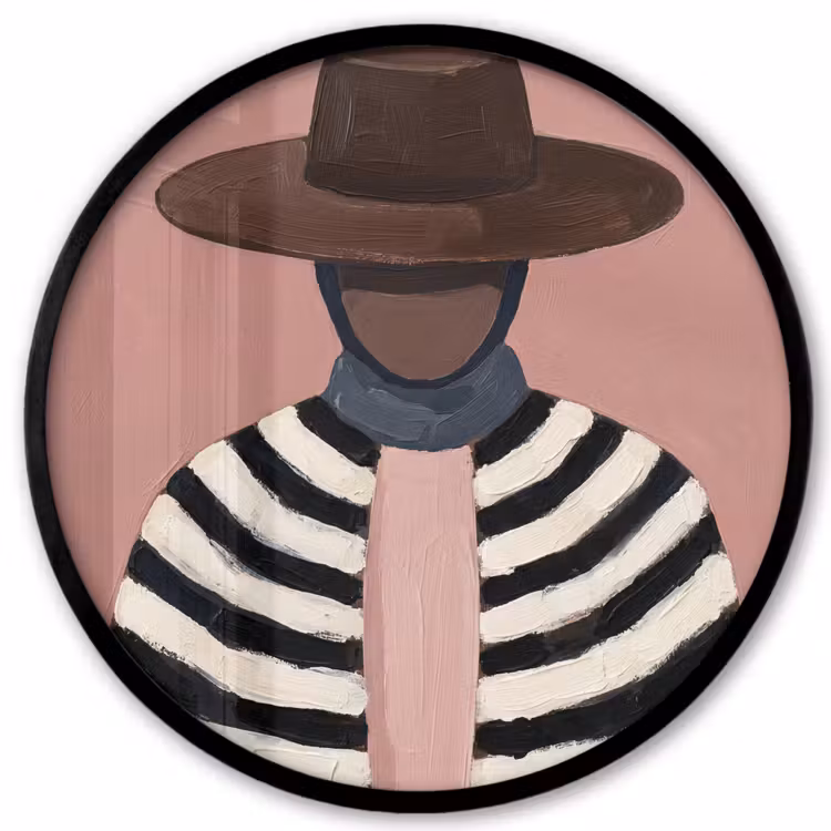 Grafisch - Vrouw - Roze Fotolijst rond zonder passe partout klein -3d