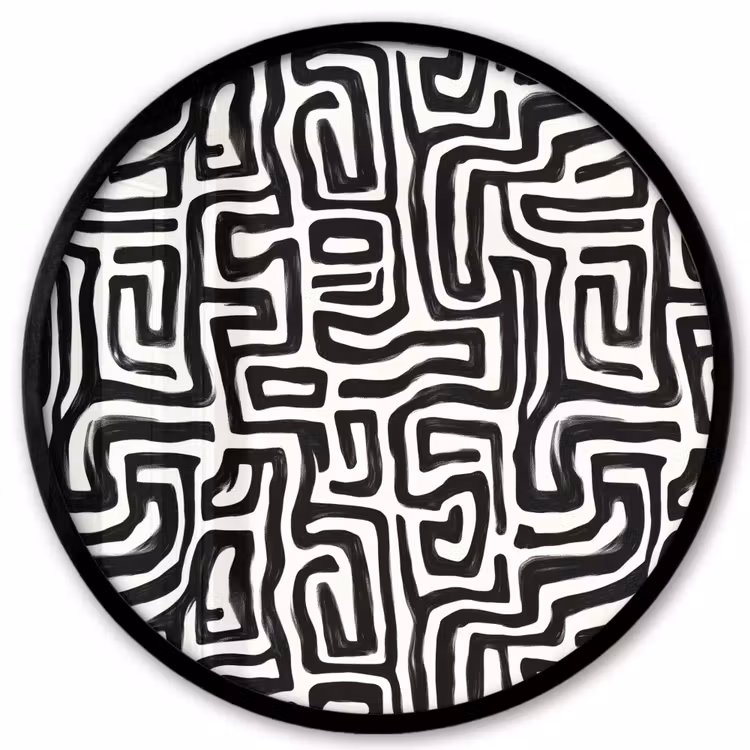 Grafisch - Lijnen - Zwart - Wit Fotolijst rond zonder passe partout klein 856 -3d