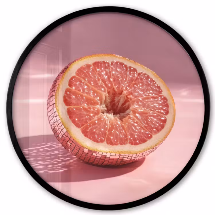 Grapefruit - Roze - Disco - Shiny Fotolijst rond zonder passe partout klein -3d