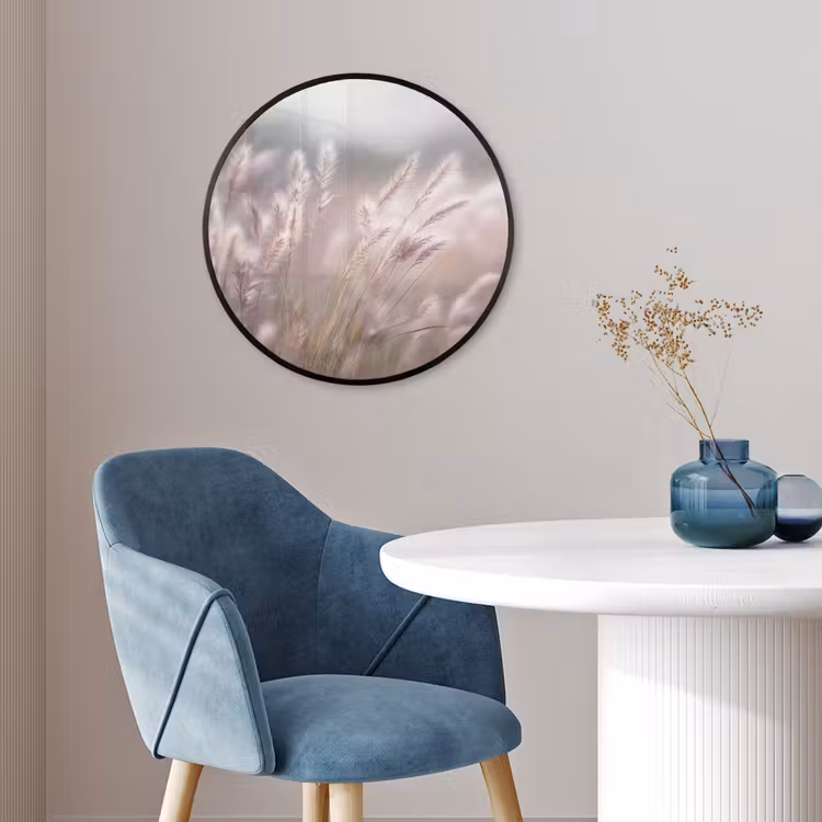Graspluimen - Wind - Beige - Mistig Fotolijst rond zonder passe partout klein -sfeer2