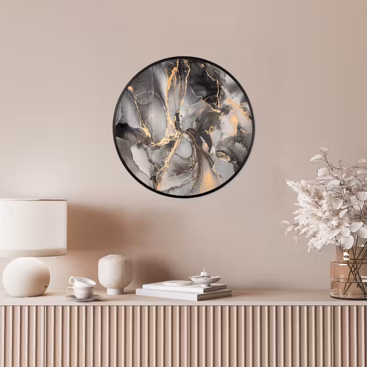Grijs - Luxe - Goud - Marmer Fotolijst rond zonder passe partout klein -sfeer3