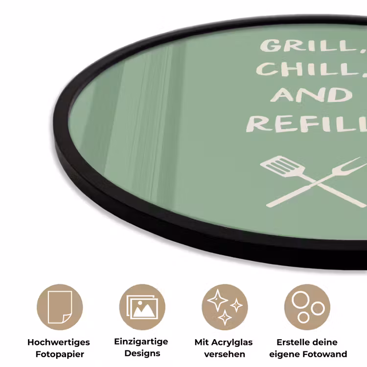Grill - Groen - Zomer - Quote Fotolijst rond zonder passe partout klein -closeup_DE