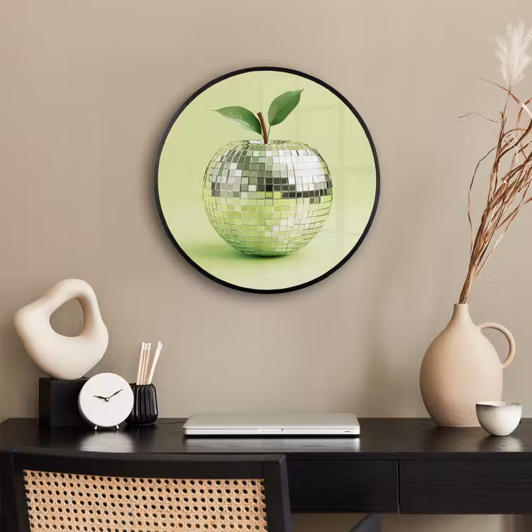 Groen - Disco - Decoratie - Appel Fotolijst rond zonder passe partout klein -sfeer1