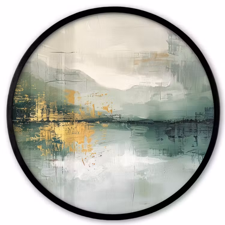 Groen - Modern - Abstract - Goud Fotolijst rond zonder passe partout klein -3d