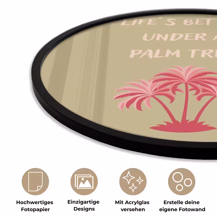 Groen - Zomer - Quote - Palmboom Fotolijst rond zonder passe partout klein -closeup_DE