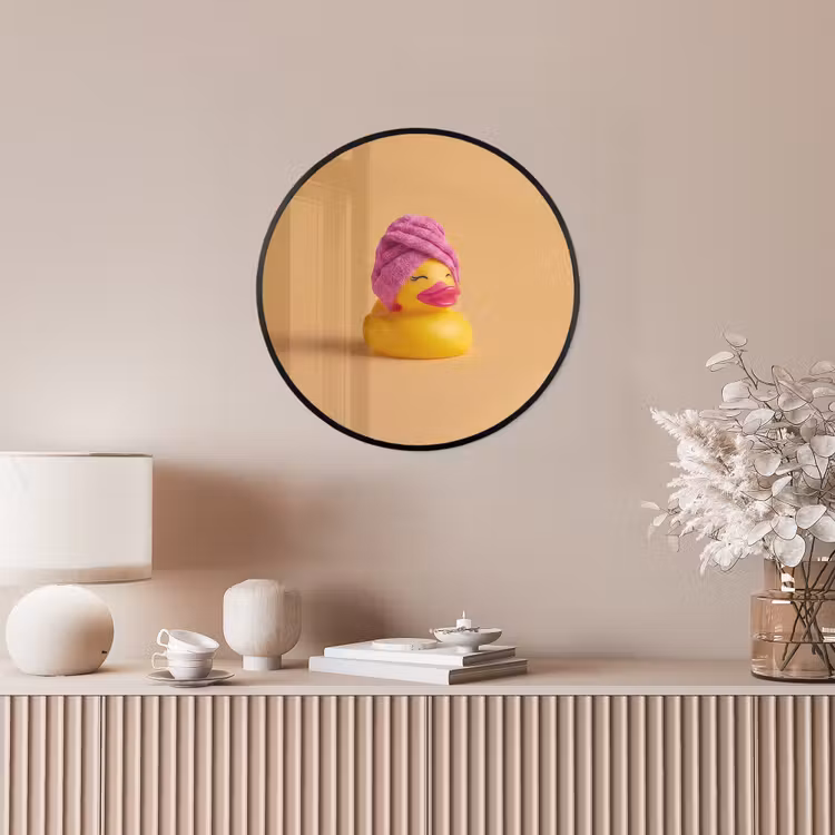 Badeend - Handdoek - Kleurrijk Fotolijst rond zonder passe partout klein -sfeer3