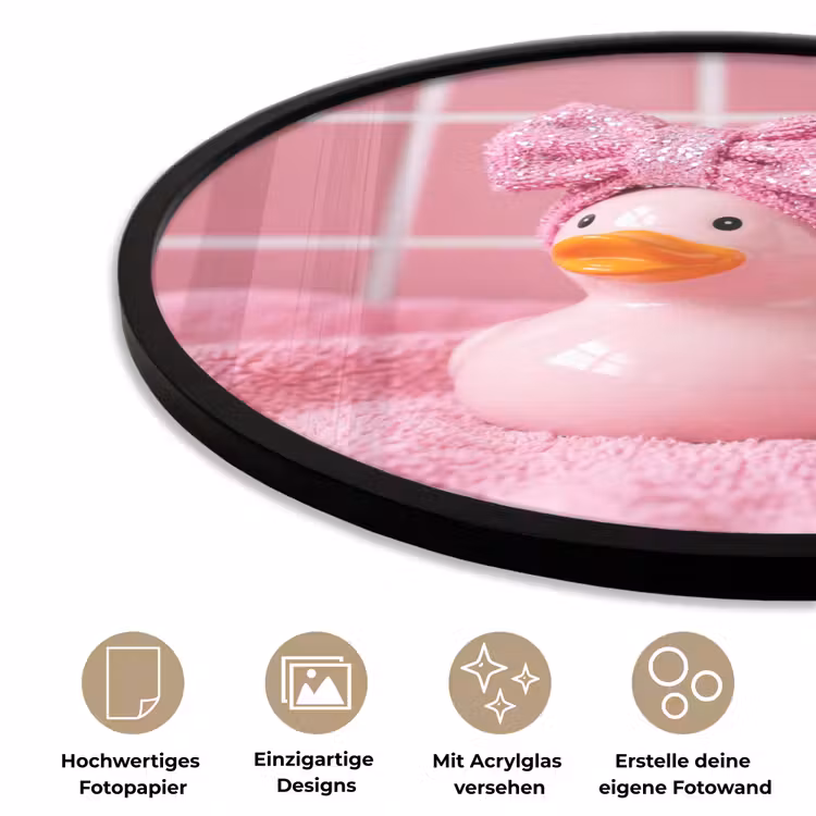 Badeend -Strik - Roze Fotolijst rond zonder passe partout klein -closeup_DE
