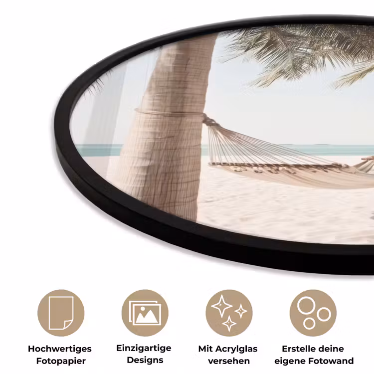 Hangmat - Palmbomen - Strand - Zee Fotolijst rond zonder passe partout klein -closeup_DE