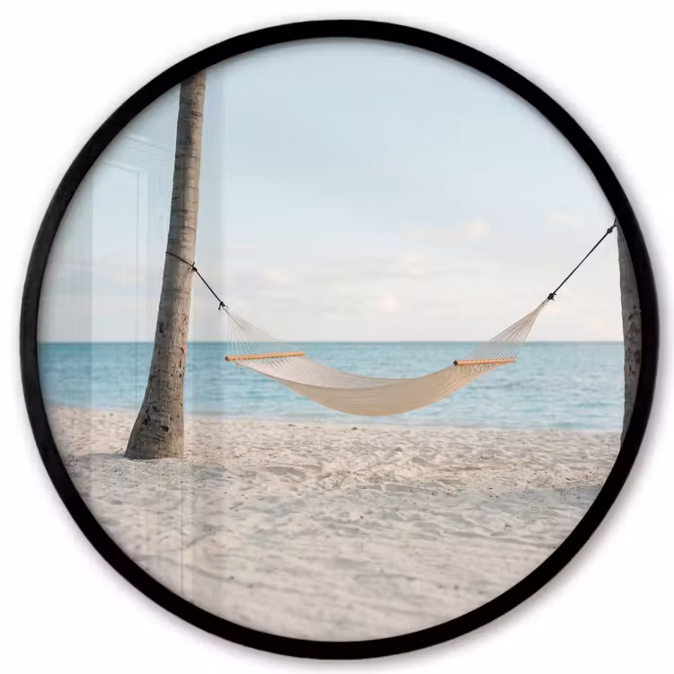 Hangmat - Strand - Wit Fotolijst rond zonder passe partout klein -3d