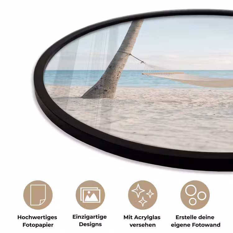 Hangmat - Strand - Wit Fotolijst rond zonder passe partout klein -closeup_DE