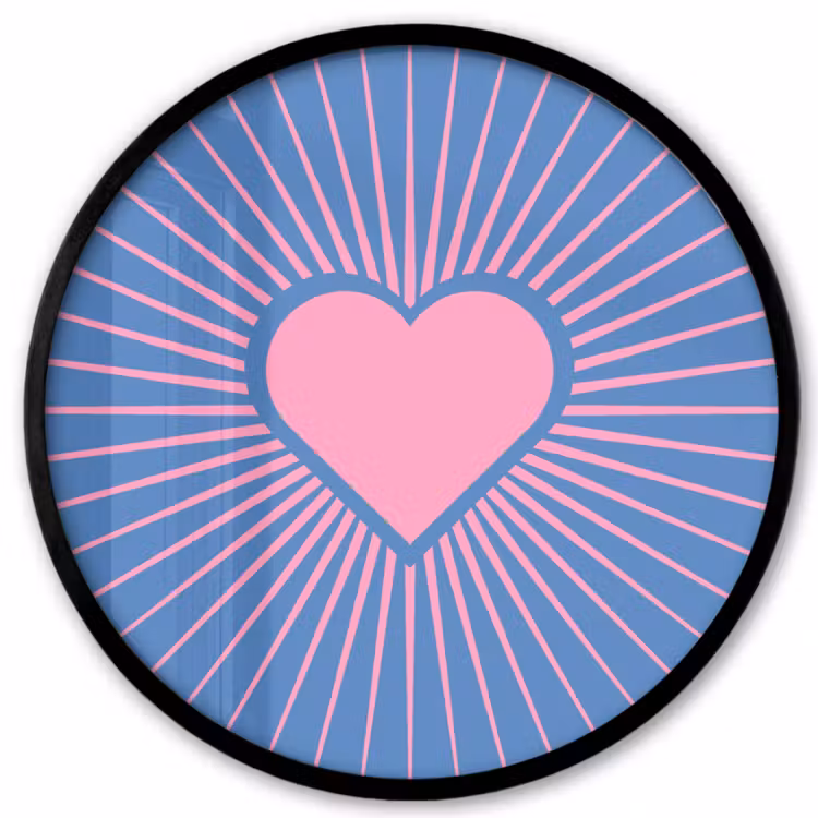 Hart - Stralen - Liefde - Modern - Roze Fotolijst rond zonder passe partout klein -3d