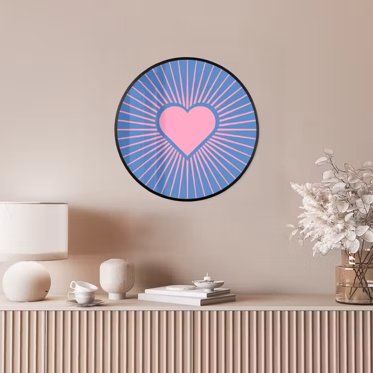 Hart - Stralen - Liefde - Modern - Roze Fotolijst rond zonder passe partout klein -sfeer3