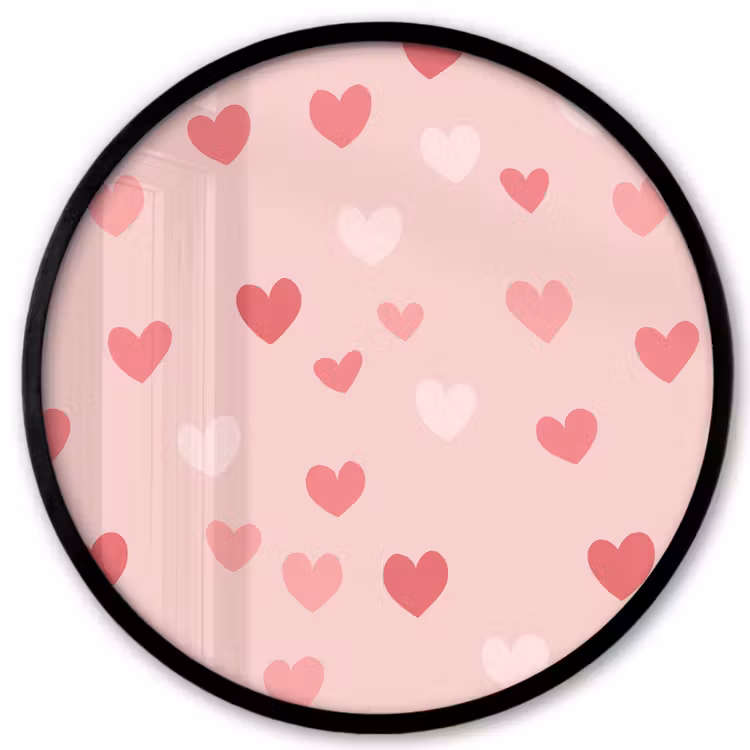 Hartjes - Patroon - Roze - Eenvoudig Fotolijst rond zonder passe partout klein -3d