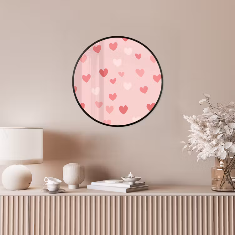 Hartjes - Patroon - Roze - Eenvoudig Fotolijst rond zonder passe partout klein -sfeer3
