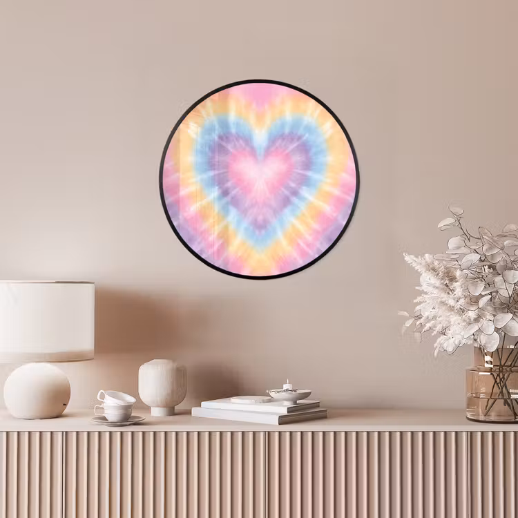 Hartvorm - Pastelkleuren - Tie Dye Fotolijst rond zonder passe partout klein -sfeer3