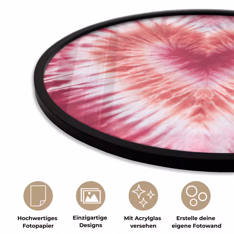 Hartvorm - Roze - Tie dye Fotolijst rond zonder passe partout klein -closeup_DE