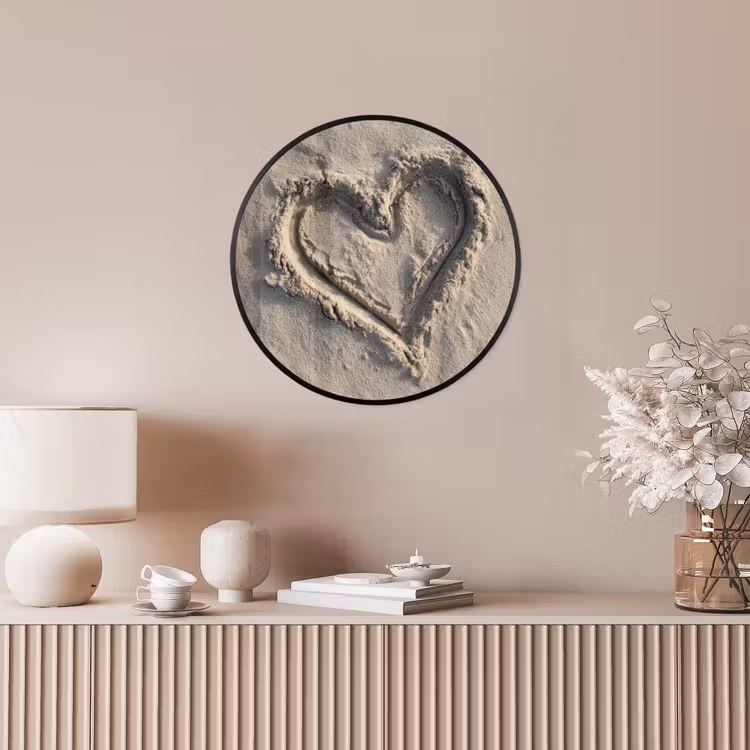 Hartvorm - Getekend - Beige - Zand Fotolijst rond zonder passe partout klein -sfeer3