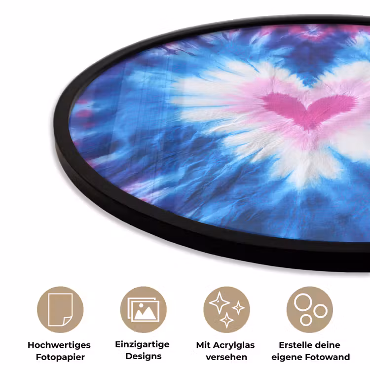 Hartvormig - Tie dye - Paars Fotolijst rond zonder passe partout klein -closeup_DE