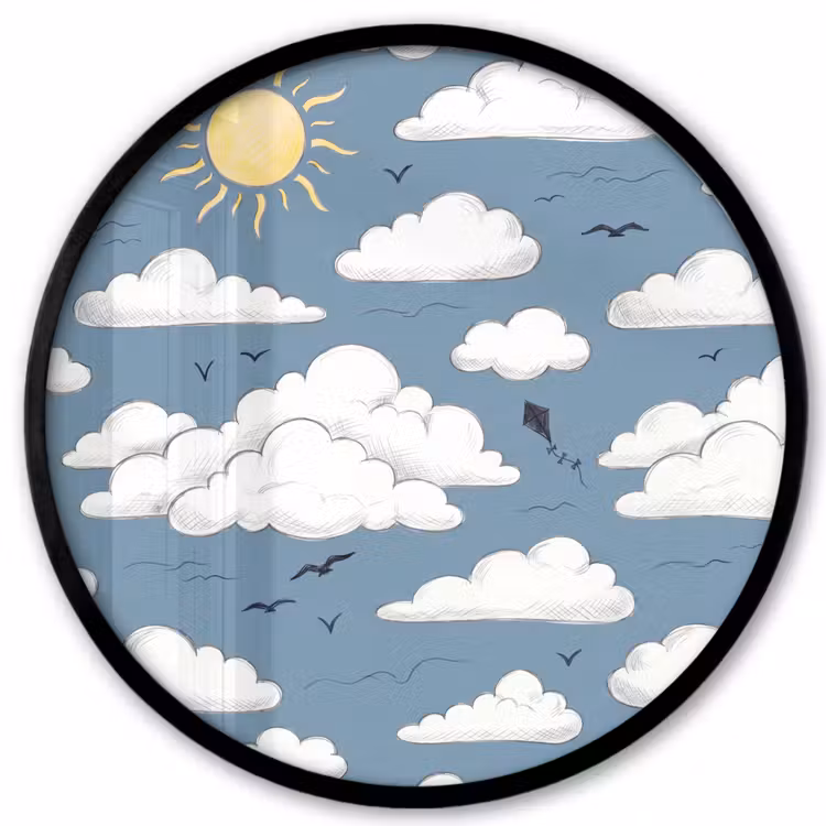 Lucht - Zon - Wolken - Natuur - Blauw Fotolijst rond zonder passe partout klein -3d