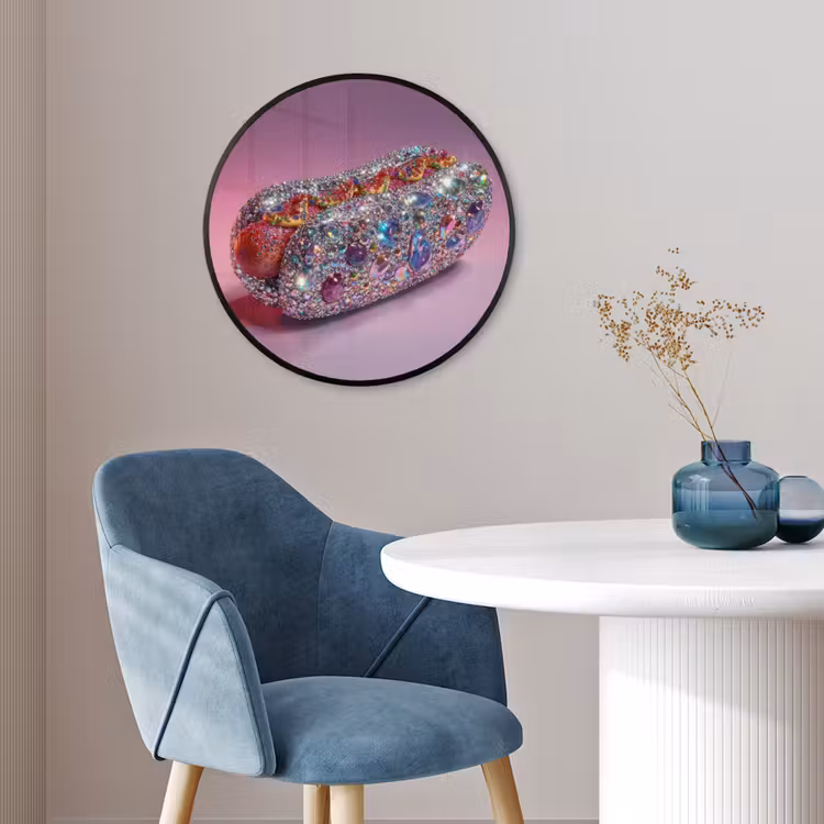Hotdog - Steentjes - Glitters - Paars Fotolijst rond zonder passe partout klein -sfeer2