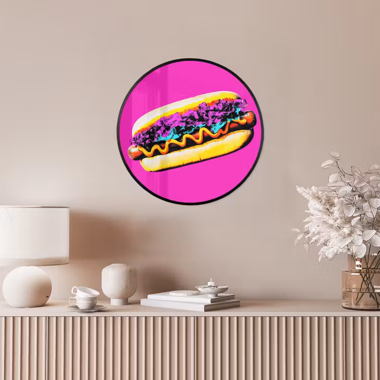 Hotdog - Roze - Retro Fotolijst rond zonder passe partout klein -sfeer3