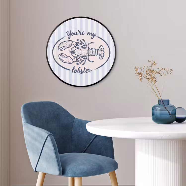Kreeft - Illustratie - Liefde - Blauw - Decoratie Fotolijst rond zonder passe partout klein -sfeer2