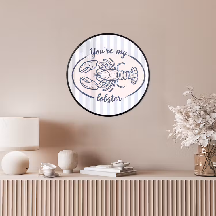 Kreeft - Illustratie - Liefde - Blauw - Decoratie Fotolijst rond zonder passe partout klein -sfeer3