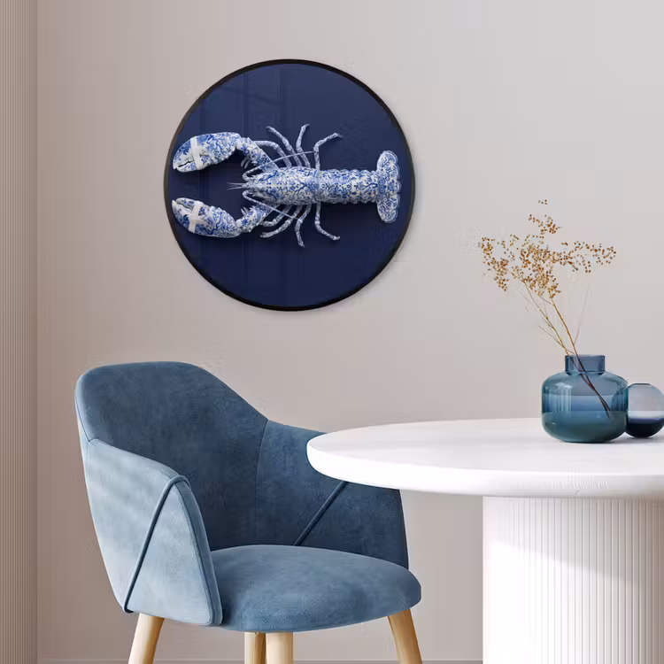 Kreeft - Porselein - Delfts - Blauw Fotolijst rond zonder passe partout klein -sfeer2