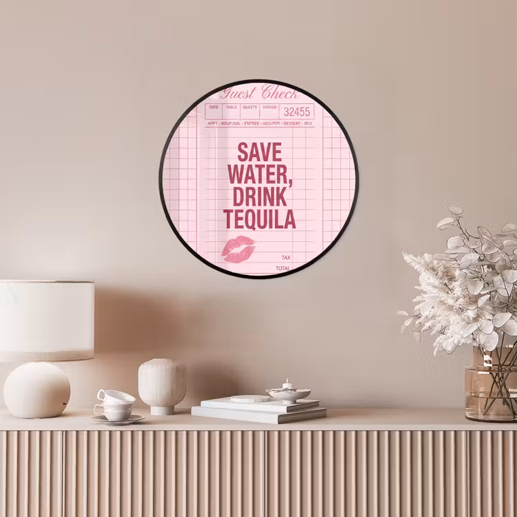 Humor - Drank - Tekst - Roze Fotolijst rond zonder passe partout klein -sfeer3